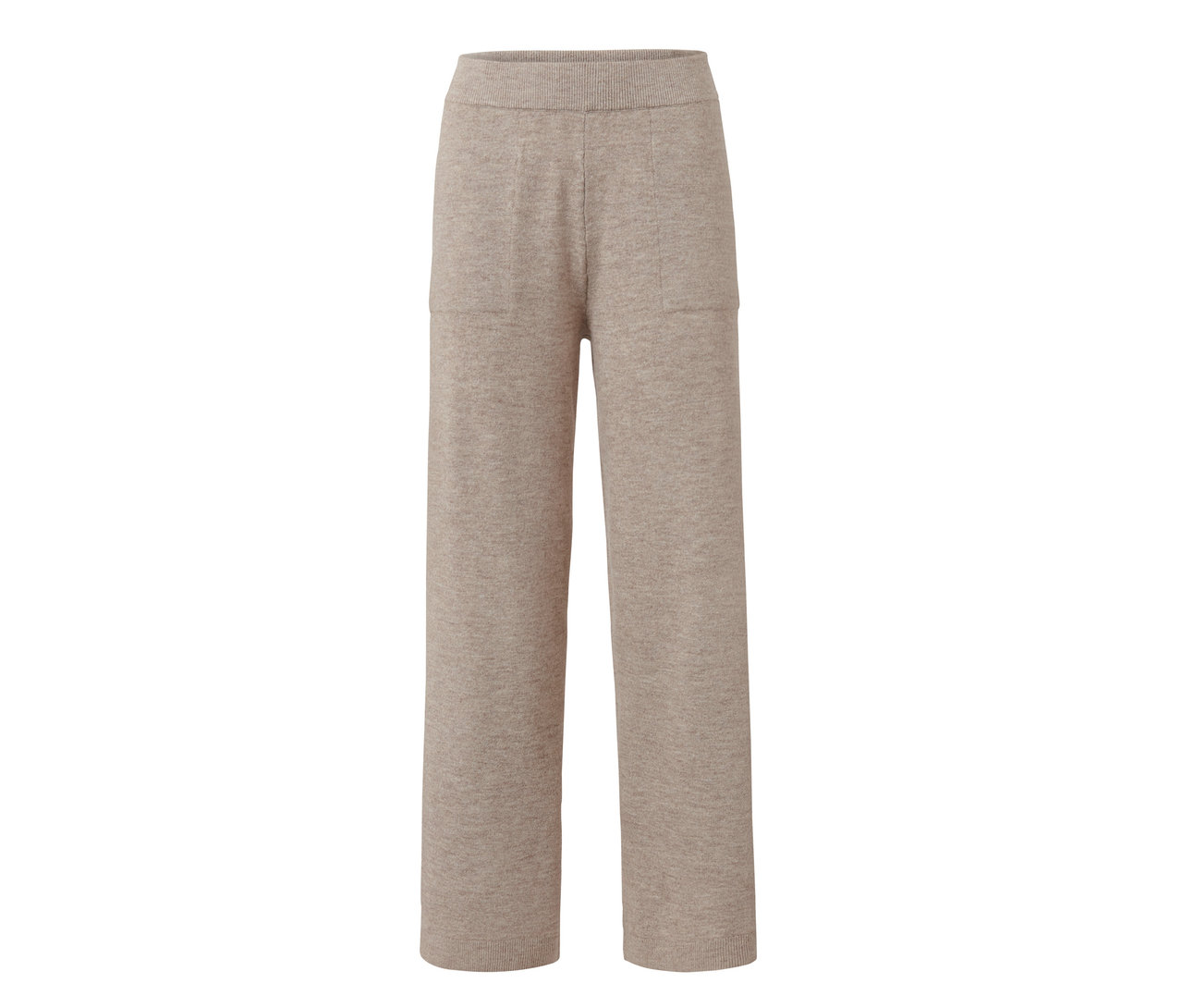 Béžové pletené pohodlné kalhoty s kapsami.