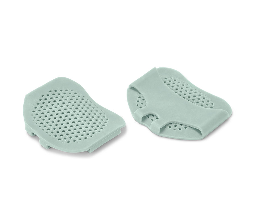 Dva polštářky na bříška chodidel světle zelené barvy.