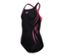 Černý dětský plavecký kostým arena Performance Poseidonia Swim Pro Back s růžovými detaily.