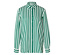 Na bílém pozadí je zobrazena košile s dlouhým rukávem se svislými zelenými a bílými pruhy.