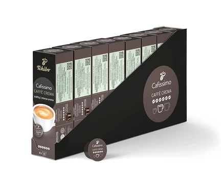 Balení kapslí Cafissimo Caffè Crema. Na obalu je obrázek šálku s kávou.