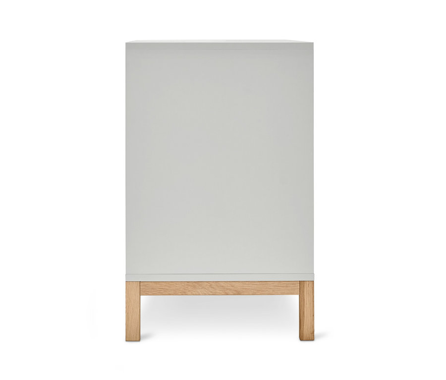 Světlě šedá koupelnová skříňka pod umyvadlo Eklund se 2 zásuvkami.