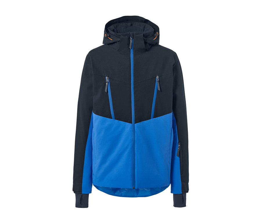 Modrá lyžařská bunda.