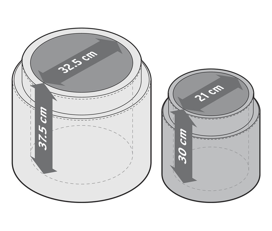 Dvě sametové taburetky s úložným prostorem.