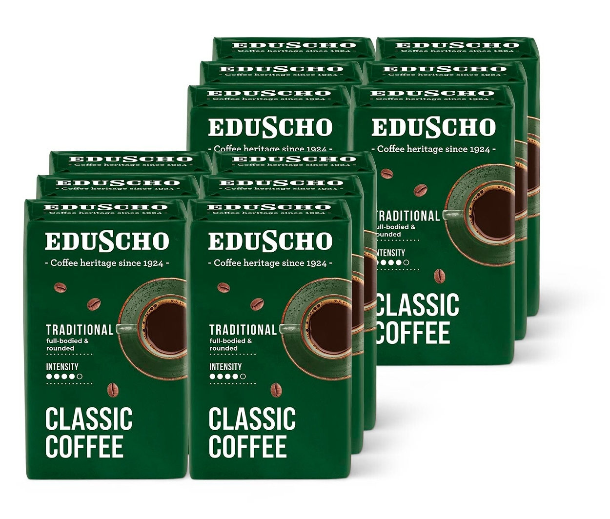 Řada balení mleté kávy EDU Classic Traditional 250 g.