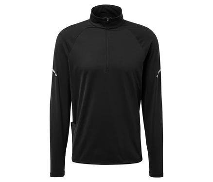 Černý sportovní top s dlouhým rukávem a zipem u krku.