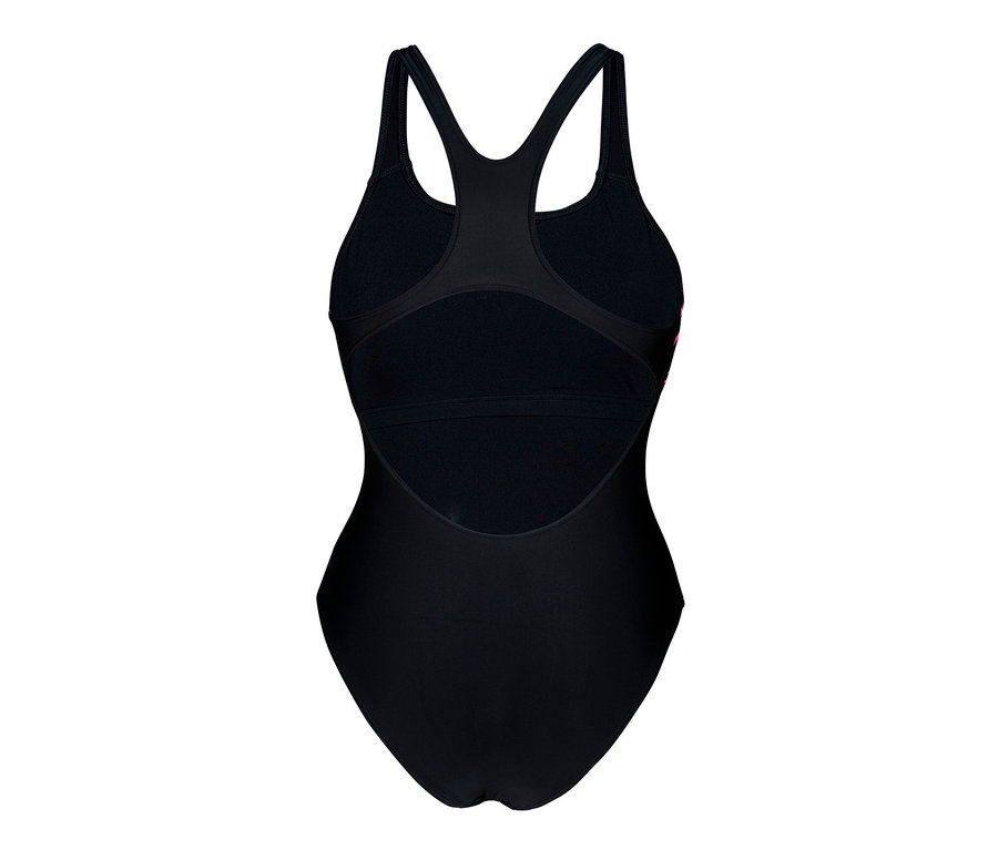 Detailní pohled zezadu na dámské plavky s podprsenkou arena Feel Lily Swim Pro Back v černé barvě.