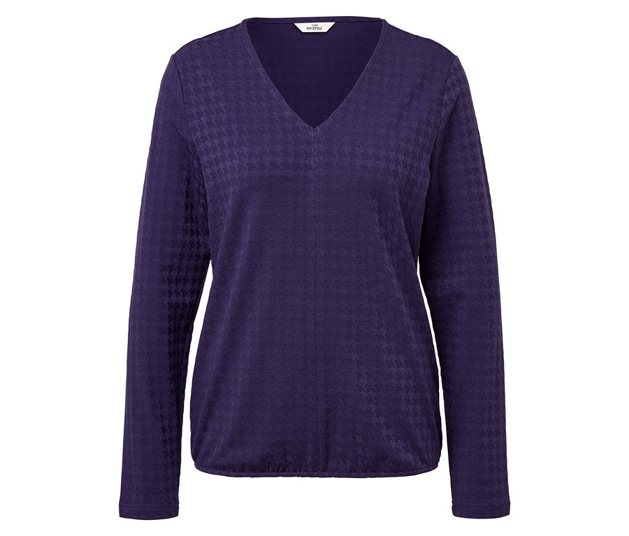 Strukturované triko s dlouhým rukávem, švestková.