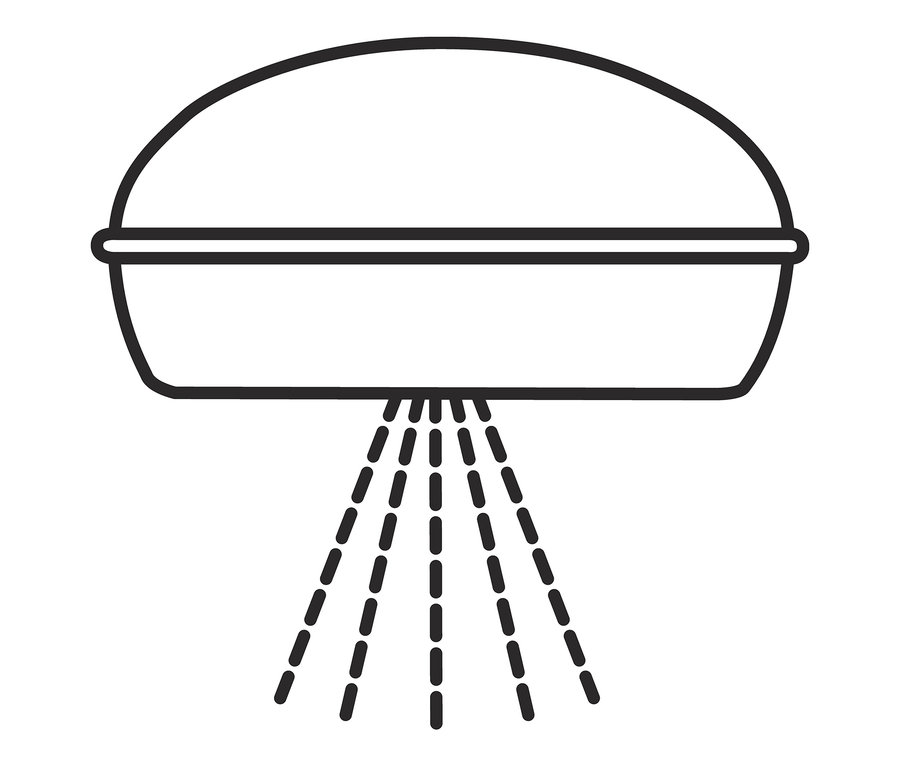 Ilustrace velká wellness sprchová hlavice.