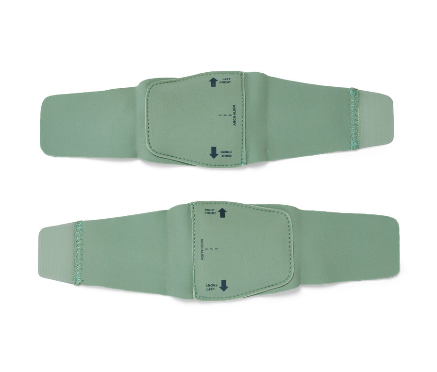 Dva návleky na fasciální masáž v mátově zelené barvě.