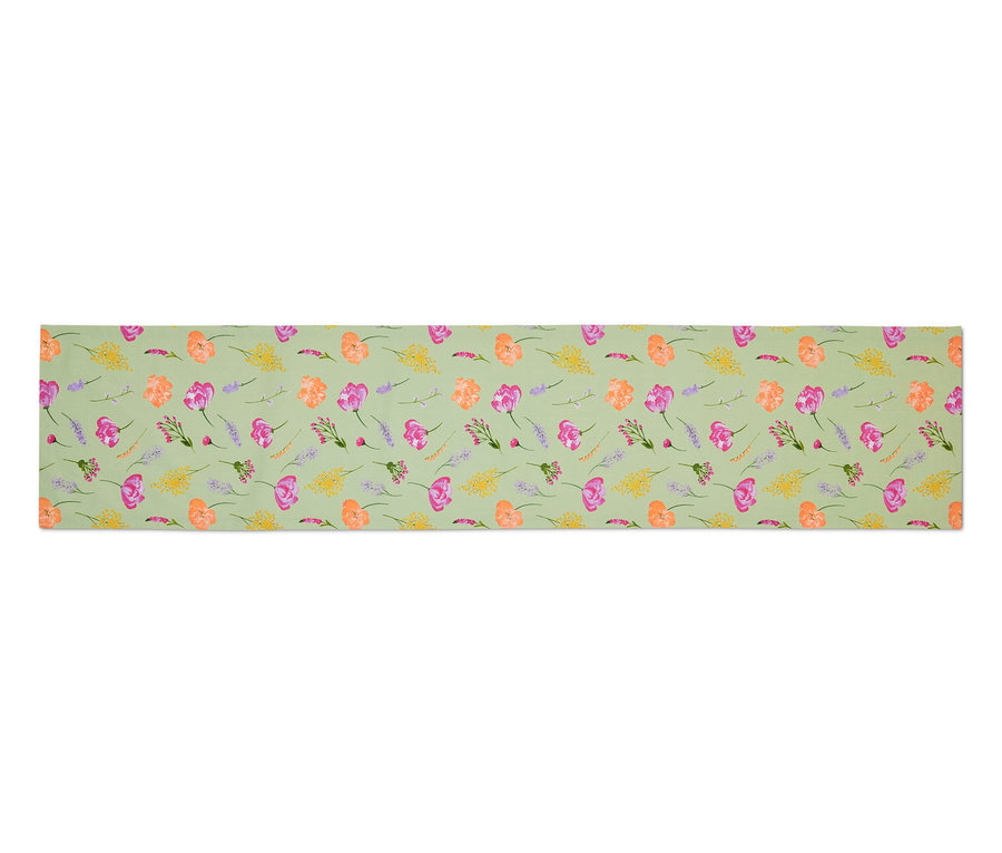 Běhoun na stůl, šalvějová s květinovým potiskem.