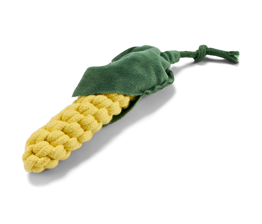 Hračka pro psy »Kukuřice« leží na bílém pozadí.