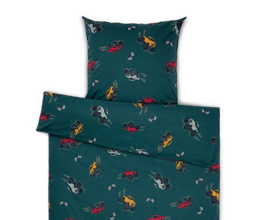 Zelené povlečení s potiskem aut.