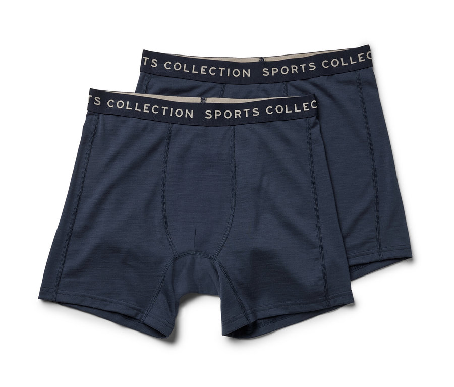 Dvoje modré boxerky s merino vlnou.