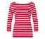 Červeno-bílý pruhovaný top s dlouhými rukávy a malým černým srdíčkem.