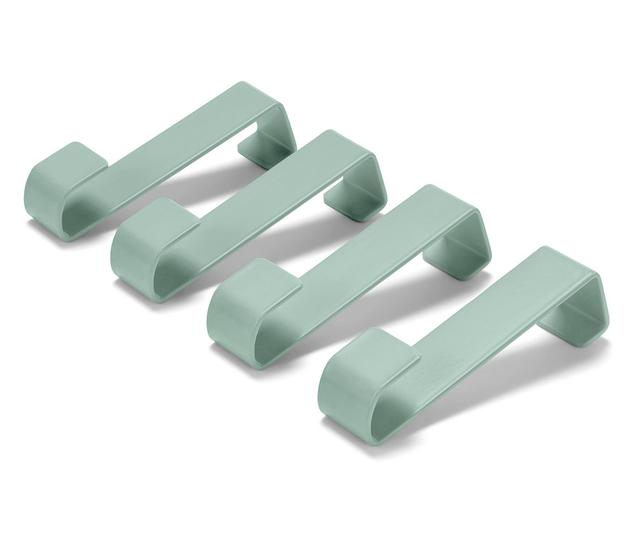 Čtyři zelené háčky na dveře.