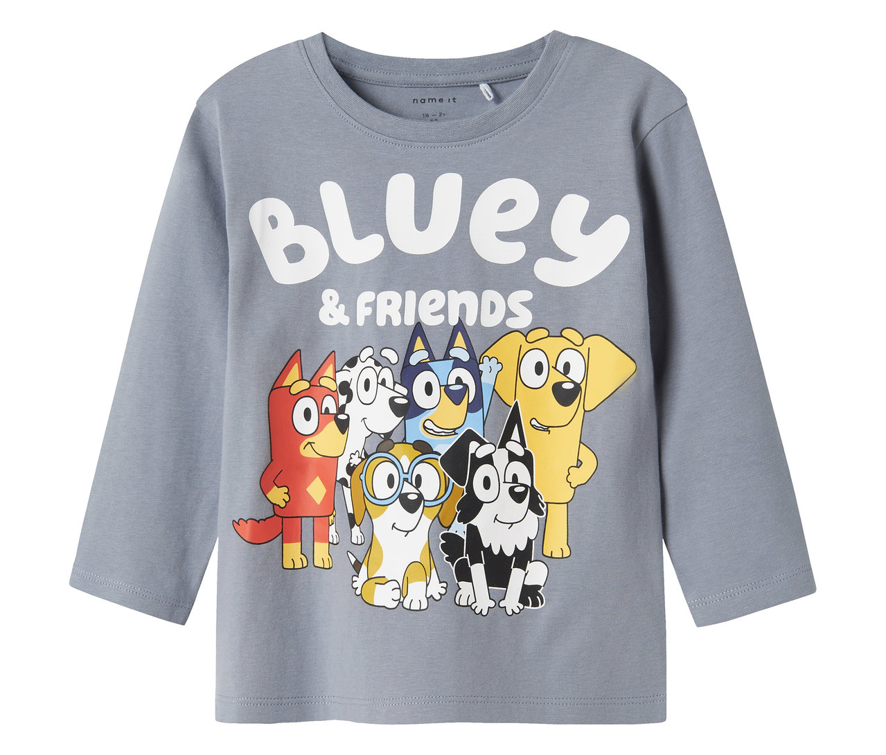 Šedé triko s dlouhým rukávem NAME IT »BLUEY« s potiskem Bluey a přátelé.