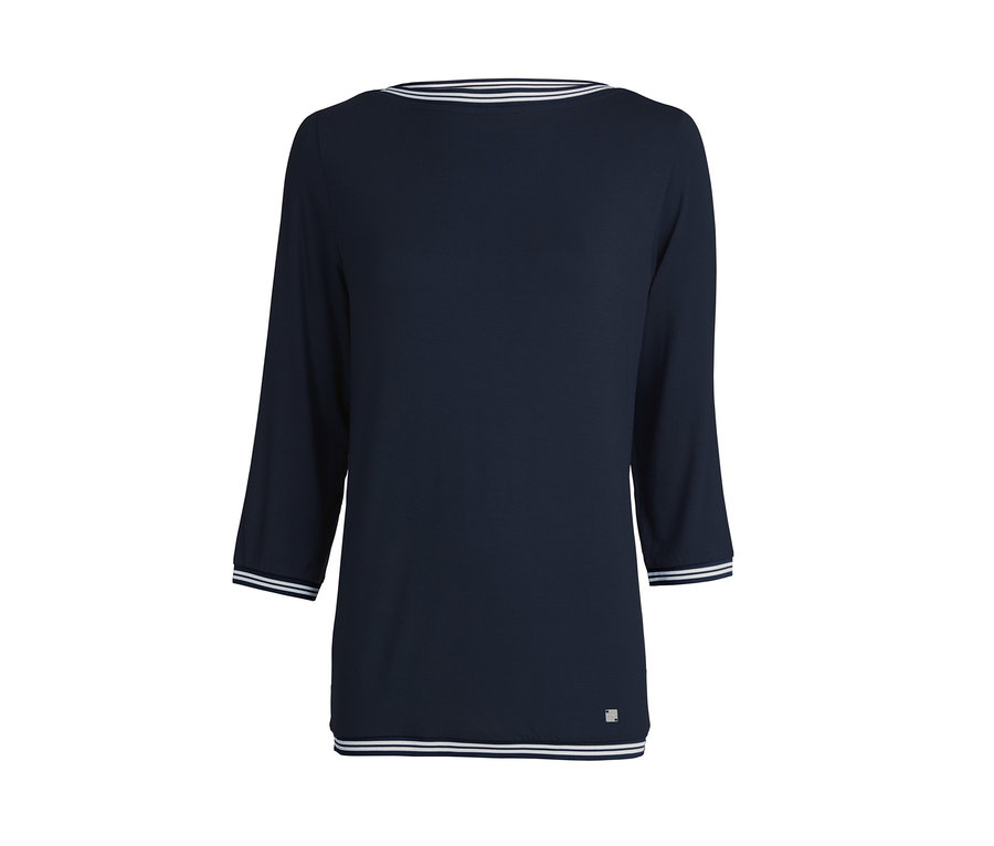 Tmavě modré halenkové triko s tříčtvrtečním rukávem.