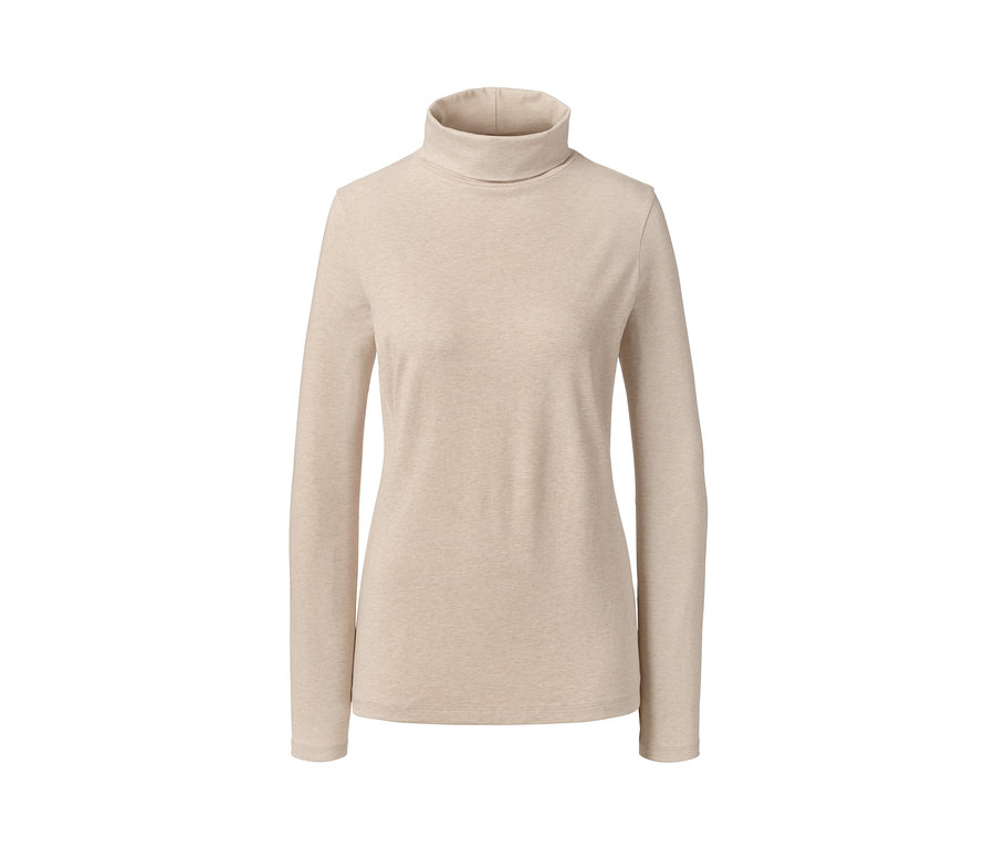 Krémové dlouhé triko s rolákovým límcem.