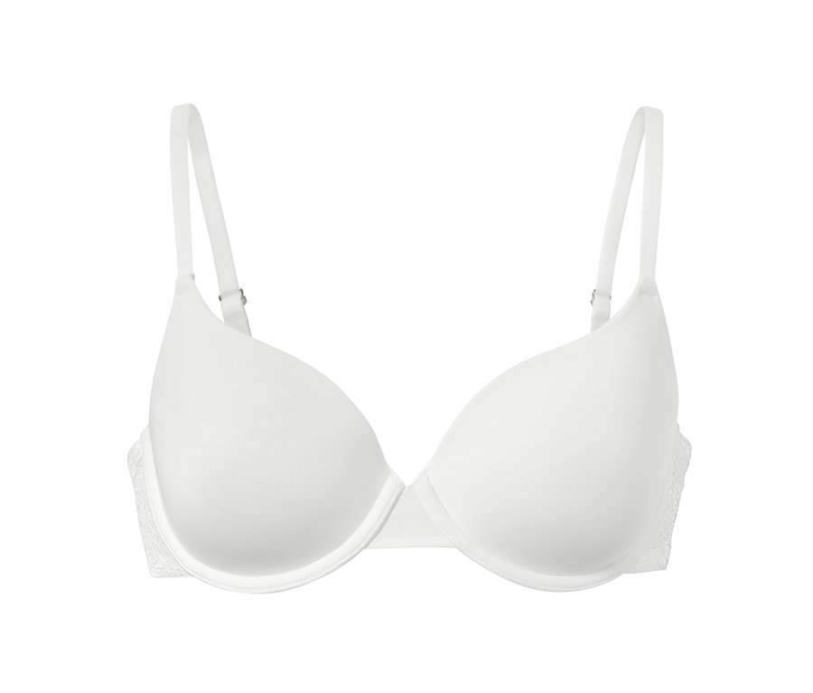 Bílá vyztužená podprsenka s ramínky.