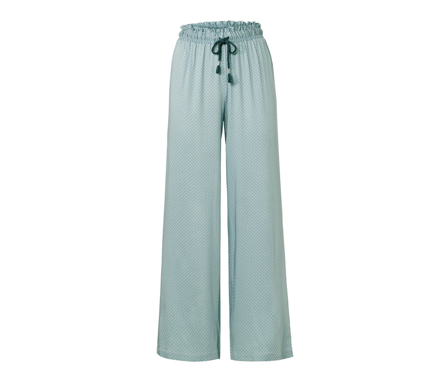 Petrolejové pohodlné kalhoty s dekorativní šňůrkou.