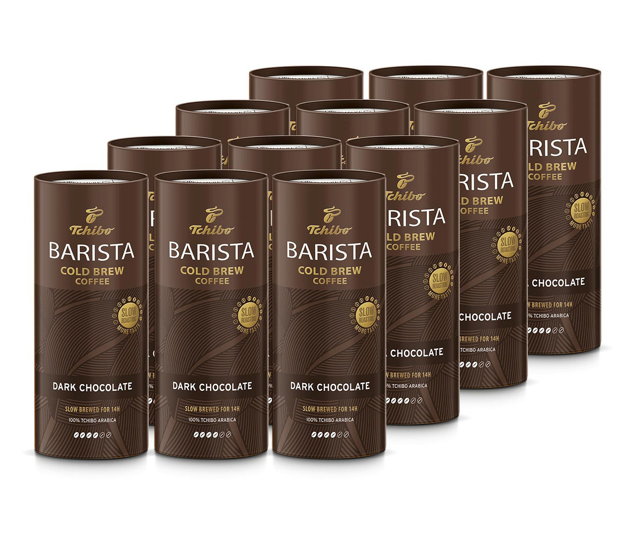 Řada balení Tchibo Barista Cold Brew Hořká čokoláda, 12 ks.
