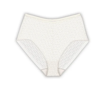 Bílé maxi kalhotky Triumph Signature Sheer Maxi EX, ecru white, leží na bílém pozadí.