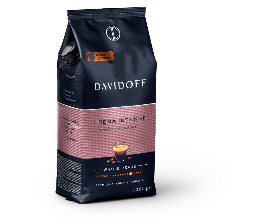 Balení zrnkové kávy Davidoff Crema Intense 1000g.
