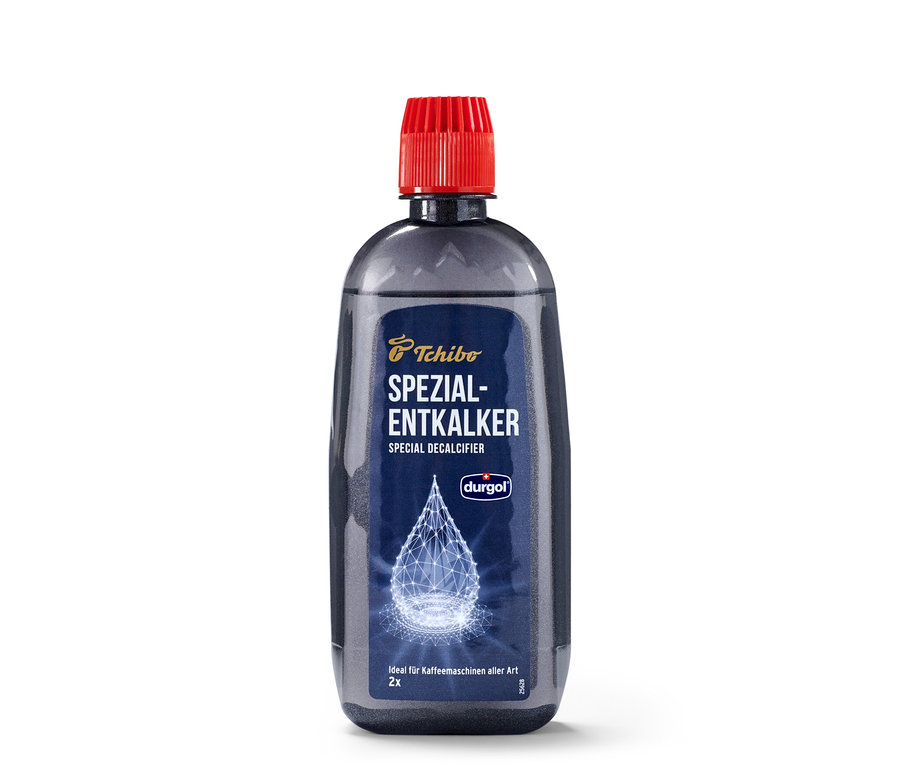 Láhev speciálního odvápňovače durgol® o objemu 400 ml s červeným uzávěrem na bílém pozadí.