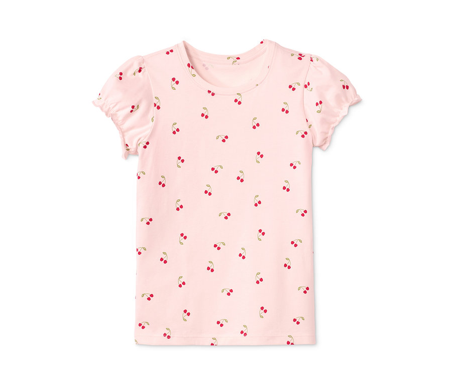 Růžové krátké pyžamo s potiskem třešní.