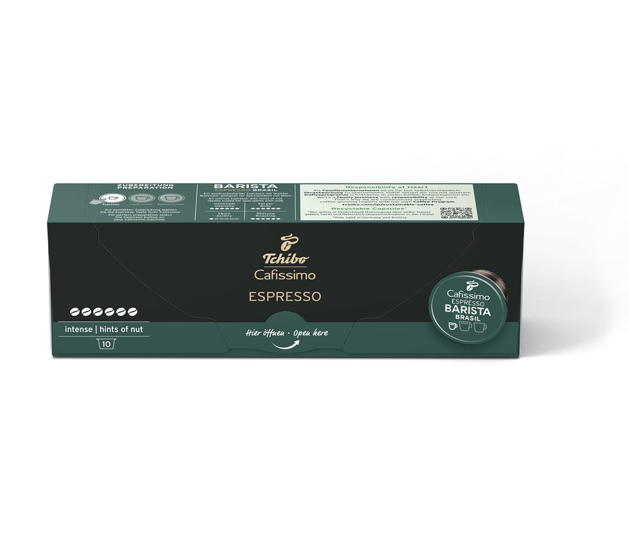 Balení kapslí Cafissimo Barista Espresso Brasil.
