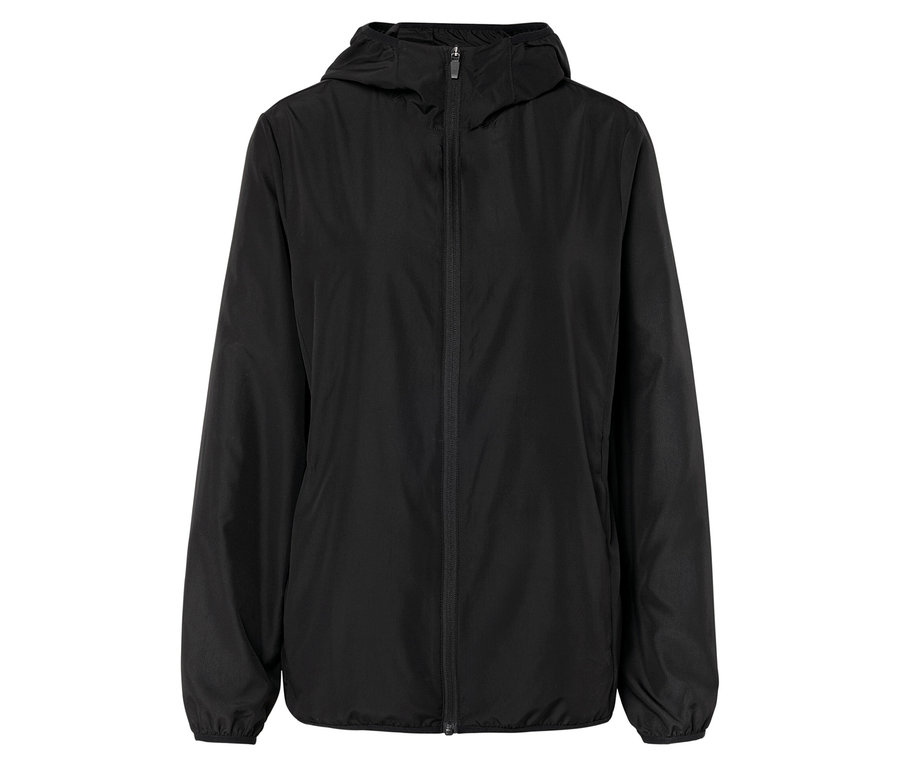 Černá bunda s kapucí na zip.