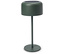 Jedna zelená stolní lampa stojící na bílém pozadí.