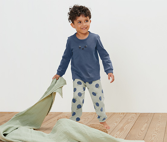 Dětská pyžama, 2 ks, dlouhá, modré/zelené