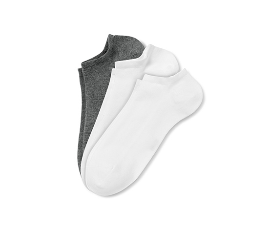 Krátké ponožky, 3 páry, bílé a šedé