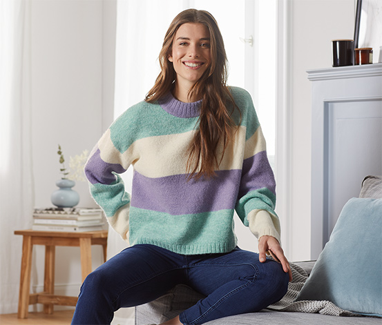 Pletený svetr, proužkovaný