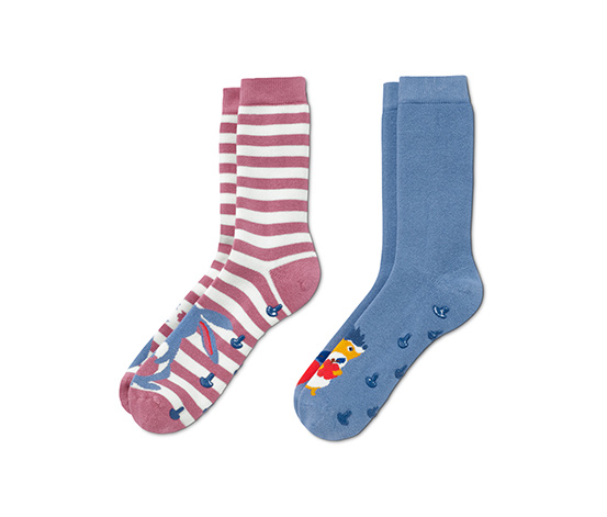 Protiskluzové ponožky, 2 páry, 1x s motivem zajíčka, 1x s motivem ježečka