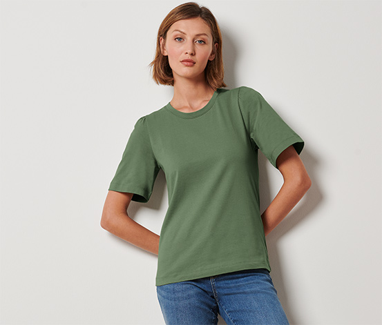 Tričko s řasením, zelené