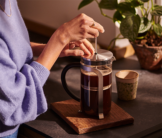 Konvička french press se stlačovacím sítkem 800 ml, stříbrná