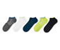 Krátké sportovní ponožky, 5 párů, modré, limetkově zelené, šedé