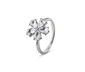 Prsten, rhodiovaný, s květem ze skleněných kamínků