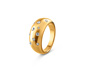 Prsten, pozlacený 23karátovým zlatem, se skleněnými kamínky