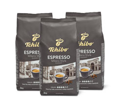 Tchibo Espresso Milano Style - 3 x 1 kg zrnkové kávy