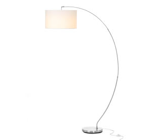 Stojací oblouková lampa s textilním stínítkem, bílá