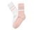 Ponožky s žebrovanou strukturou, 2 páry, růžové a bílé