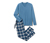 Pyžamo s flanelovými kalhotami, středně modré, kostkované