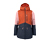 Lyžařská a snowboardová bunda, ve stylu color blocking - Barevné bloky v kombinaci oranžové, růžové a šedavě modré